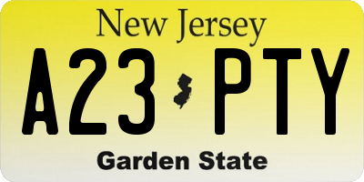 NJ license plate A23PTY