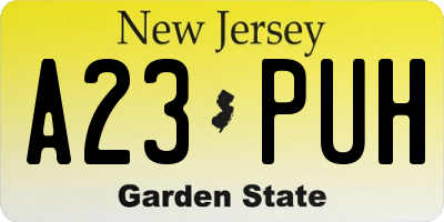 NJ license plate A23PUH