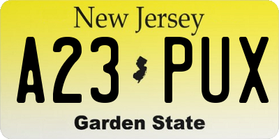 NJ license plate A23PUX