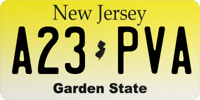 NJ license plate A23PVA
