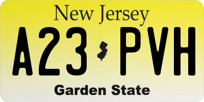 NJ license plate A23PVH