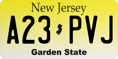 NJ license plate A23PVJ