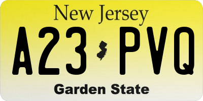 NJ license plate A23PVQ