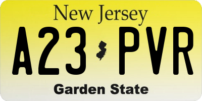 NJ license plate A23PVR