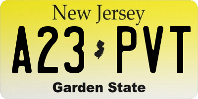 NJ license plate A23PVT
