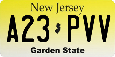NJ license plate A23PVV