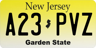 NJ license plate A23PVZ