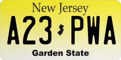 NJ license plate A23PWA