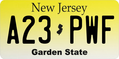 NJ license plate A23PWF