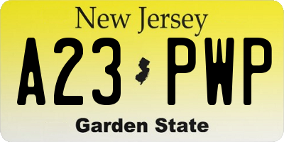 NJ license plate A23PWP