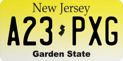 NJ license plate A23PXG