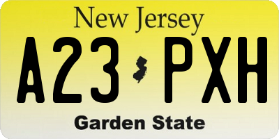NJ license plate A23PXH