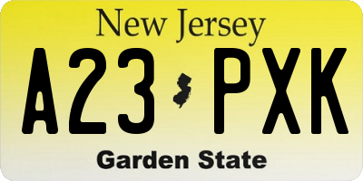 NJ license plate A23PXK