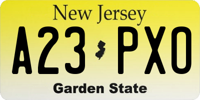 NJ license plate A23PXO