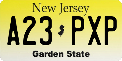 NJ license plate A23PXP