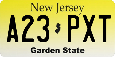 NJ license plate A23PXT