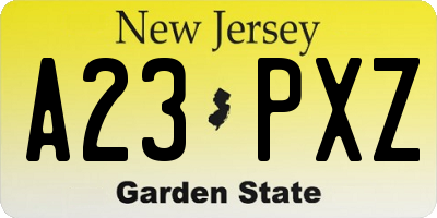 NJ license plate A23PXZ
