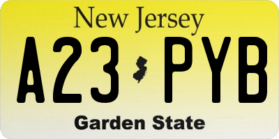 NJ license plate A23PYB