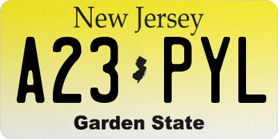 NJ license plate A23PYL