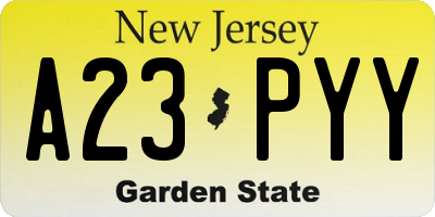 NJ license plate A23PYY