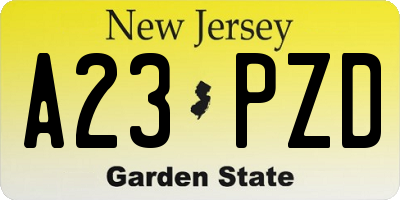 NJ license plate A23PZD
