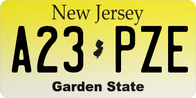 NJ license plate A23PZE