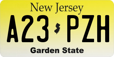 NJ license plate A23PZH