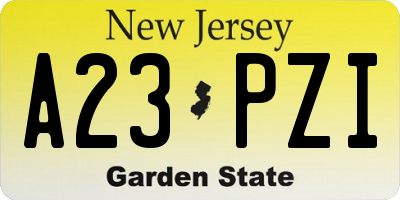NJ license plate A23PZI