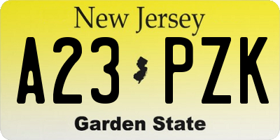 NJ license plate A23PZK