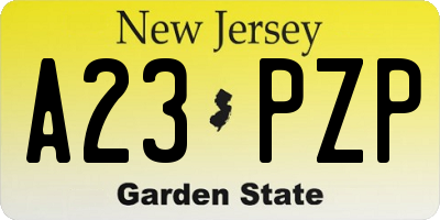NJ license plate A23PZP