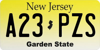NJ license plate A23PZS