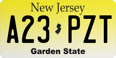 NJ license plate A23PZT