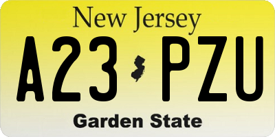 NJ license plate A23PZU