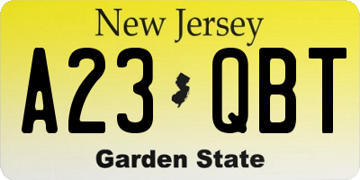 NJ license plate A23QBT