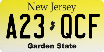 NJ license plate A23QCF