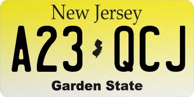 NJ license plate A23QCJ