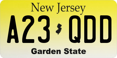 NJ license plate A23QDD