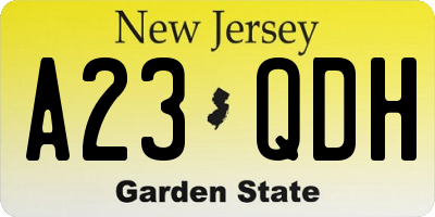 NJ license plate A23QDH
