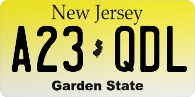 NJ license plate A23QDL