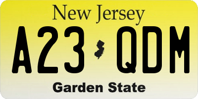 NJ license plate A23QDM