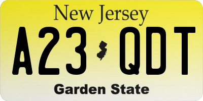 NJ license plate A23QDT
