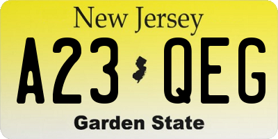 NJ license plate A23QEG