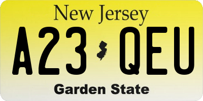 NJ license plate A23QEU