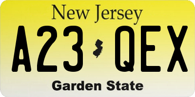 NJ license plate A23QEX