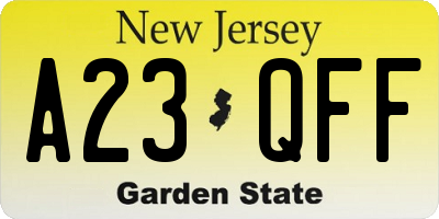 NJ license plate A23QFF