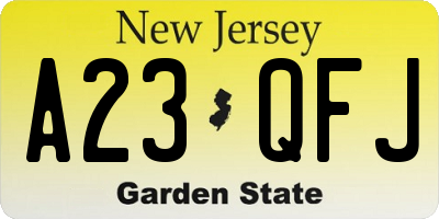 NJ license plate A23QFJ