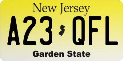 NJ license plate A23QFL