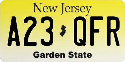 NJ license plate A23QFR