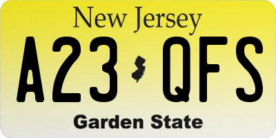 NJ license plate A23QFS
