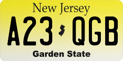NJ license plate A23QGB